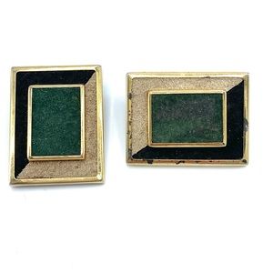 Vintage Oversized Clip On Earrings Suede • Estate Jewelry • Costume Jewelry